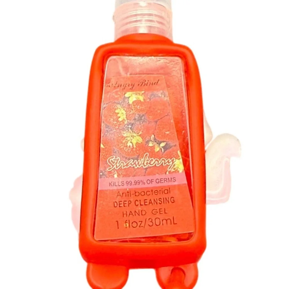 Strawberry Hand Sanitizer 1oz Unicorn Silicone Holder‎ Case Red